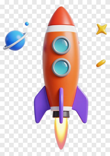 Colorful Rocket With Space Elements PNG