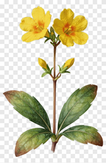 Yellow Flower With Green Leaves PNG