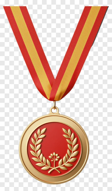 Gold Medal With Red Ribbon PNG