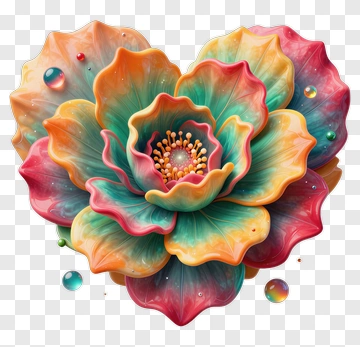 Colorful Heart-Shaped Flower PNG