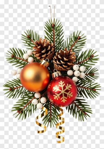 Christmas Decoration With Ornaments And Pine Cones PNG