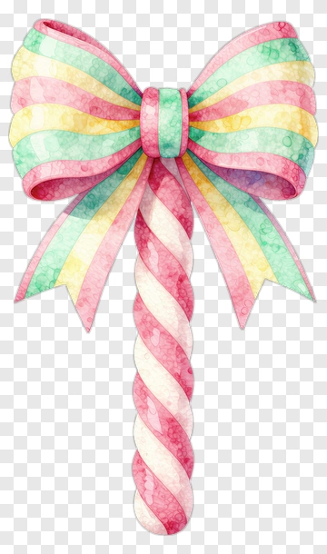 Colorful Candy Cane Bow PNG