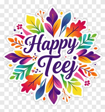 Happy Teej Floral Design PNG