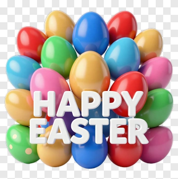 Colorful Easter Eggs With Happy Easter Text PNG