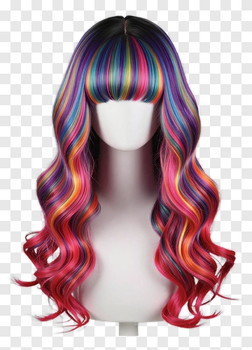 Colorful Wig With Wavy Hair PNG