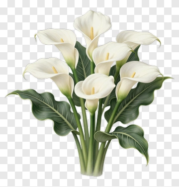 Bouquet Of White Calla Lilies PNG