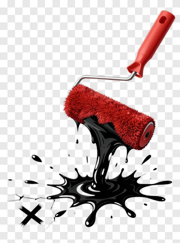 Paint Roller With Black Paint Spill PNG