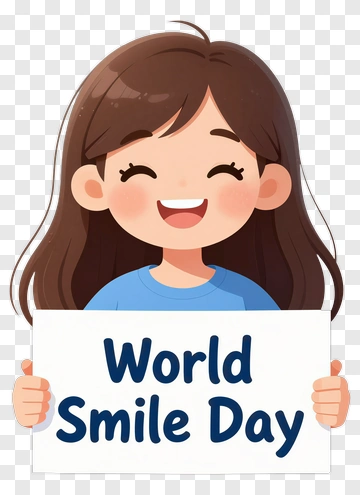 Happy Girl Holding World Smile Day Sign PNG