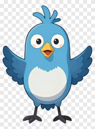 Cartoon Blue Bird With Outstretched Wings PNG