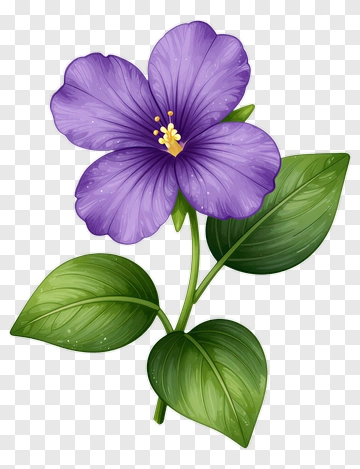 Purple Flower With Green Leaves PNG