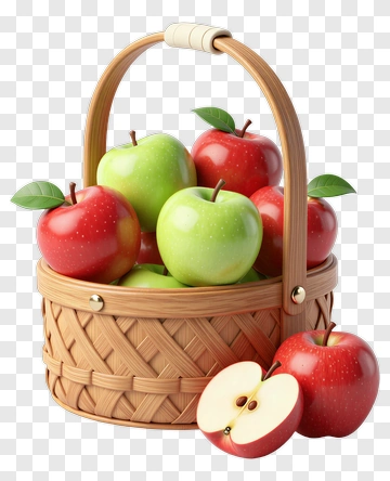 Apple Basket With Red And Green Apples PNG