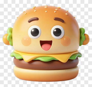 Cartoon Hamburger Character PNG