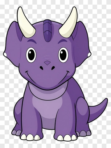 Cartoon Purple Triceratops PNG