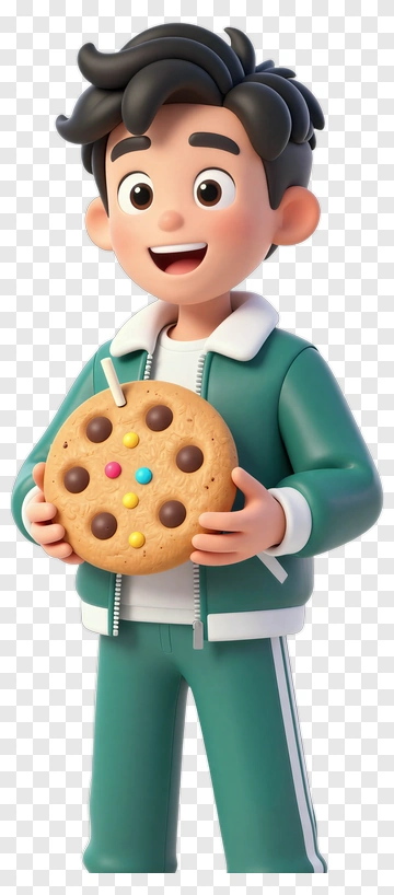 Cartoon Boy Holding A Cookie PNG