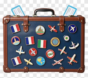 Travel Suitcase With Stickers And Tags PNG