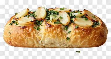 Savory Bread Loaf Topped With Onions And Herbs PNG