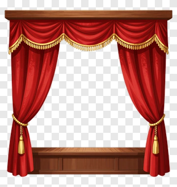 Red Theater Curtain With Golden Trim PNG