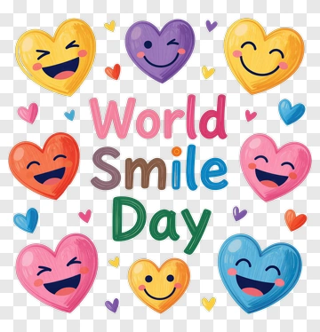 World Smile Day Celebration With Colorful Hearts PNG