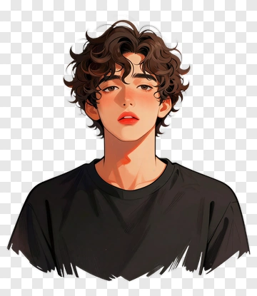 Young Man With Curly Hair PNG