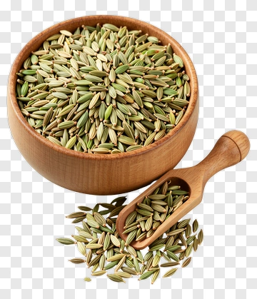 Fennel Seeds In Wooden Bowl PNG
