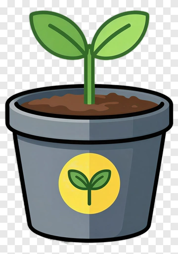 Cartoon Plant Growing In A Pot PNG