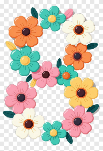 Colorful Floral Number Eight PNG