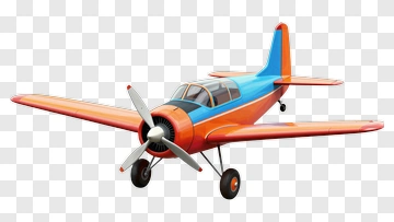3D Airplane With Orange And Blue Design PNG