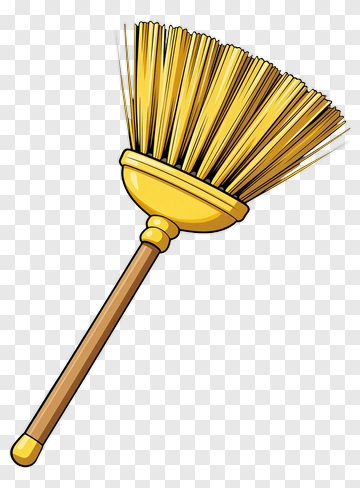 Broom With Yellow Bristles PNG