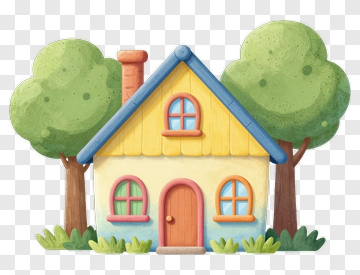 Cartoon House Surrounded By Trees PNG