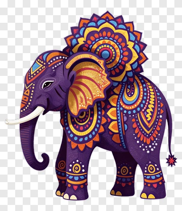 Colorful Elephant With Mandala Patterns PNG