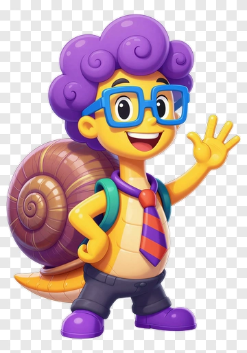 Cartoon Snail Character Waving Hello PNG
