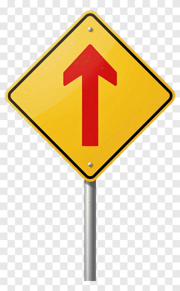 Yellow Traffic Sign With Red Arrow PNG
