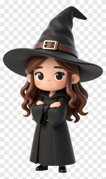 Cartoon Witch With Long Hair PNG