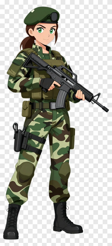 Cartoon Soldier Holding A Rifle PNG