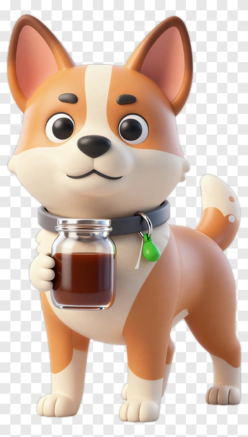 3D Corgi Holding A Jar PNG