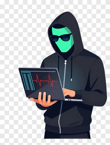 Hacker Using Laptop With Heartbeat Monitor PNG