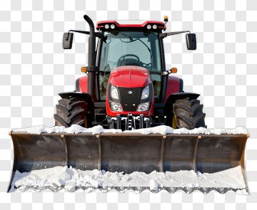 Red Tractor With Snow Plow PNG