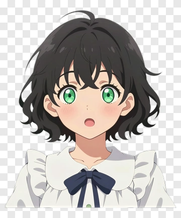Anime Girl With Green Eyes And Short Hair PNG