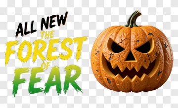 Halloween Pumpkin With Forest Of Fear Text PNG