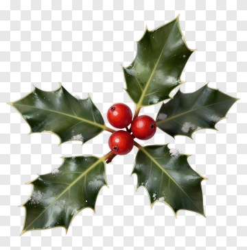 Holly Plant With Red Berries PNG
