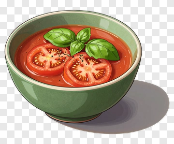 Bowl Of Tomato Soup With Basil PNG