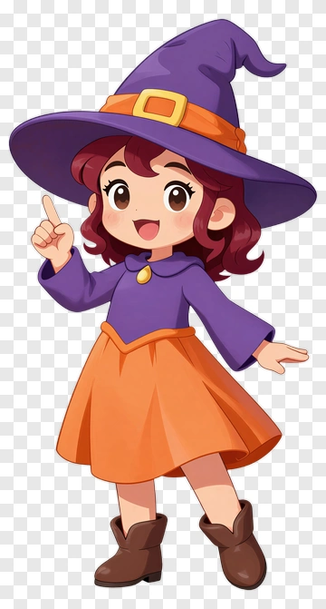 Cartoon Witch Pointing PNG