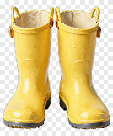Yellow Rubber Rain Boots PNG