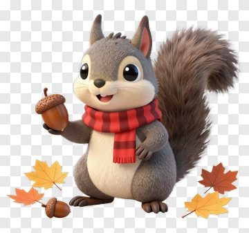Cartoon Squirrel Holding An Acorn PNG