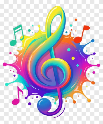 Colorful Music Note With Splash Background PNG