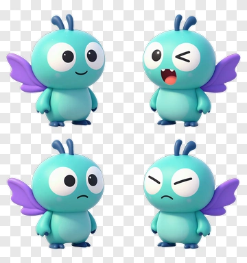 Cartoon Insect Character With Colorful Wings PNG