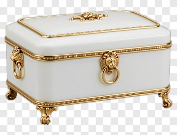 Elegant White Jewelry Box With Gold Accents PNG