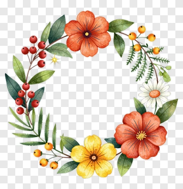 Colorful Floral Wreath PNG