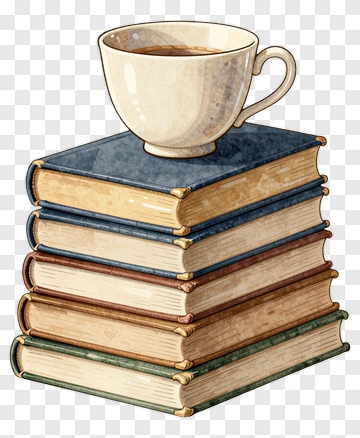 Stack Of Books With A Coffee Cup PNG
