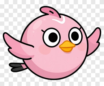 Cartoon Pink Bird With Outstretched Wings PNG